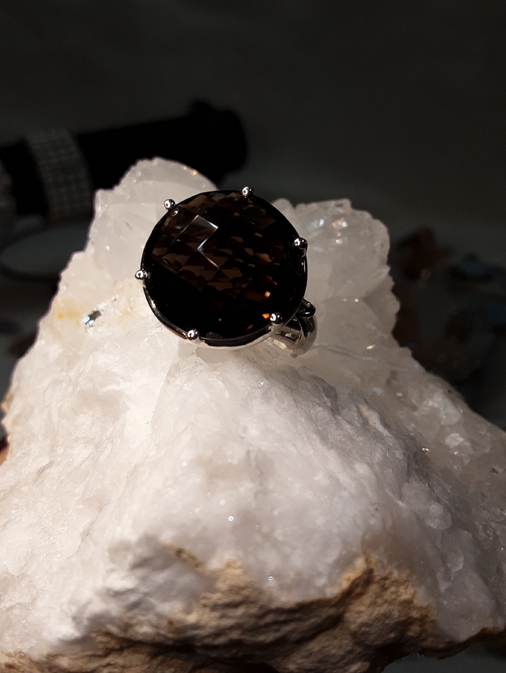 925 genuine smoky quartz  ring. - Picture 2 of 5